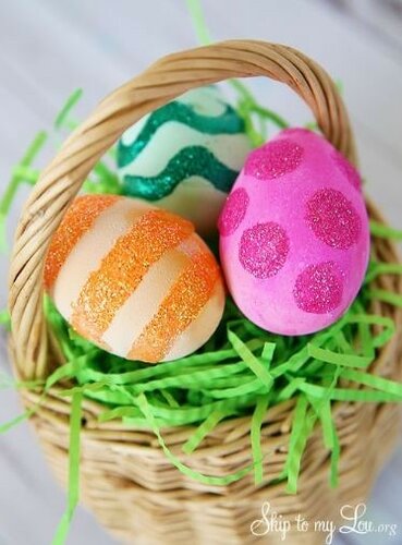Декоративные яйца в глиттерах