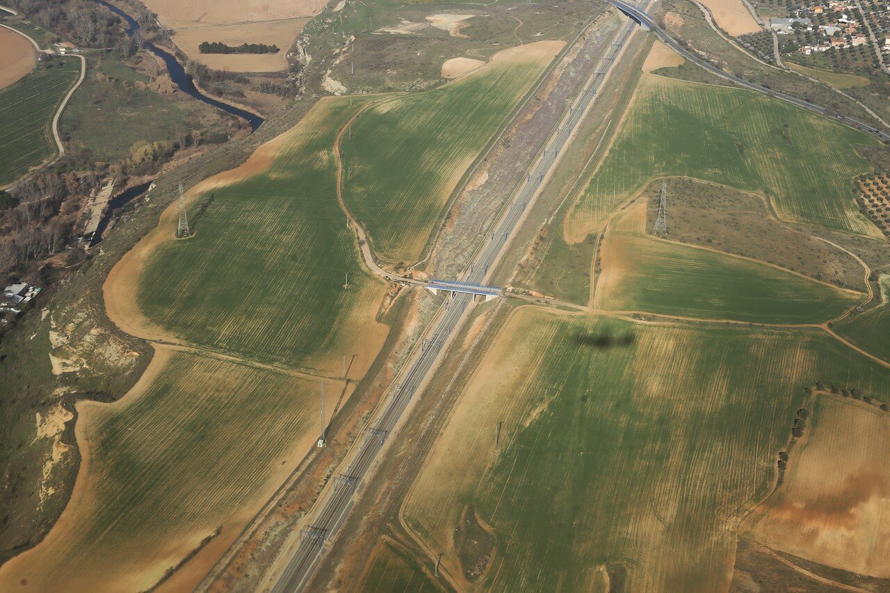 The surroundings of Barajas airport, view from plane
