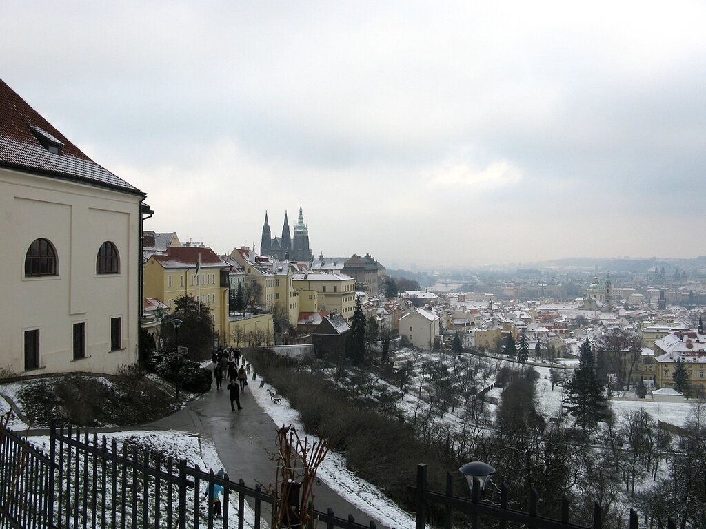 Страговские сады в январе, Прага