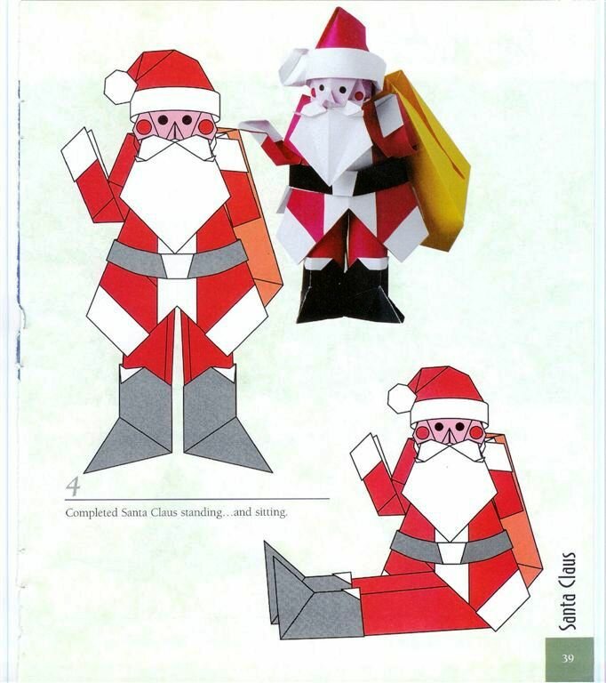 Оригами дед мороз из бумаги. Схема оригами дед Мороз из бумаги для детей. Новогодние оригами дед Мороз.