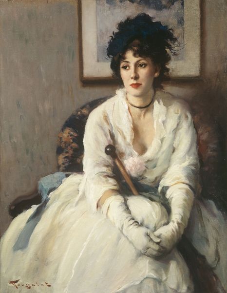 Fernand TOUSSAINT - ELEGANT LADY IN A WHITE DRESS.jpg
