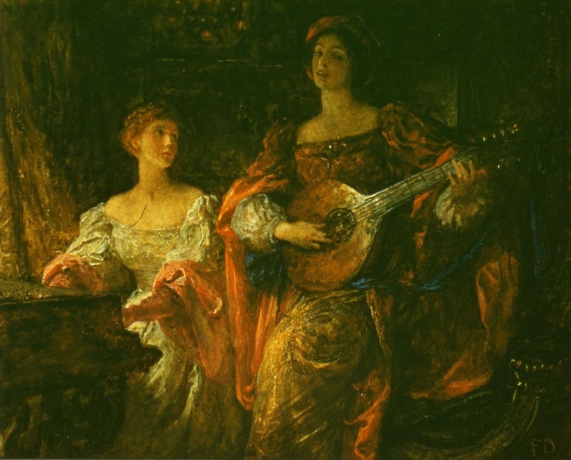 Sir Francis Bernard Dicksee (1853-1928) The Duet 20.0 x 24.2 cm (КОРОЛЕВСКАЯ КОЛЛЕКЦИЯ)