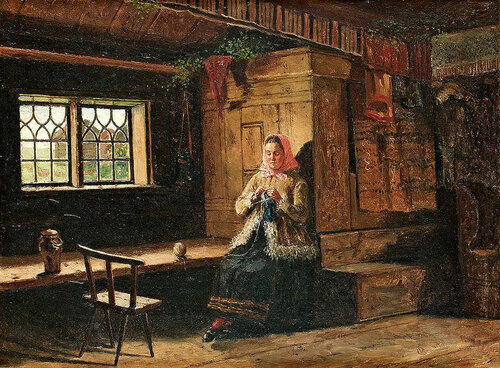 Ernst Josephson - Woman Knitting in an Interior