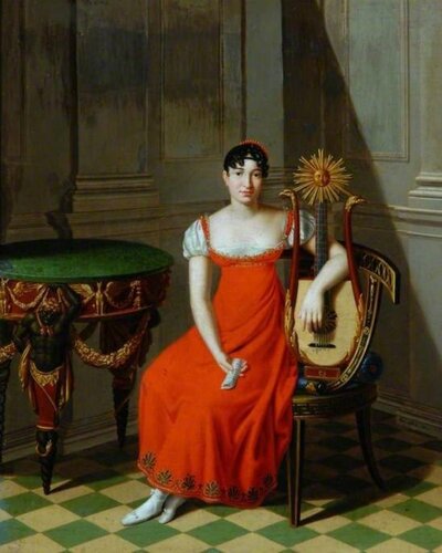 Pietro Nocchi (1783 - 1855) Lady with a Harp Lute