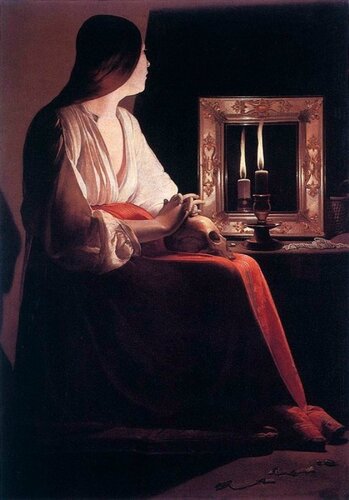 Жорж де Латур (Georges de La Tour) Скорбящая Мария Магдалина (Магдалина с двумя свечами) 1625-1650