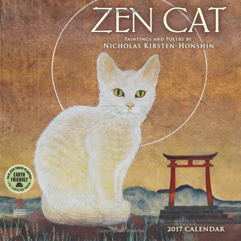 Nicks cat. Кошка дзен. Зен кошка. Календарь живопись. Черный кот дзен.
