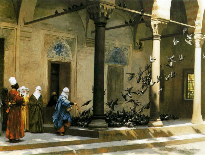 Жан-Леон Жером - Женщины гарема, кормящие голубей
