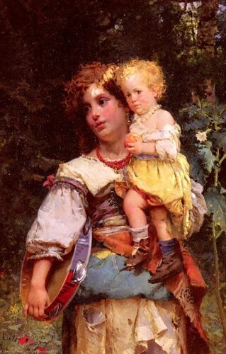 Cesare Auguste Detti Gypsy Woman and Child