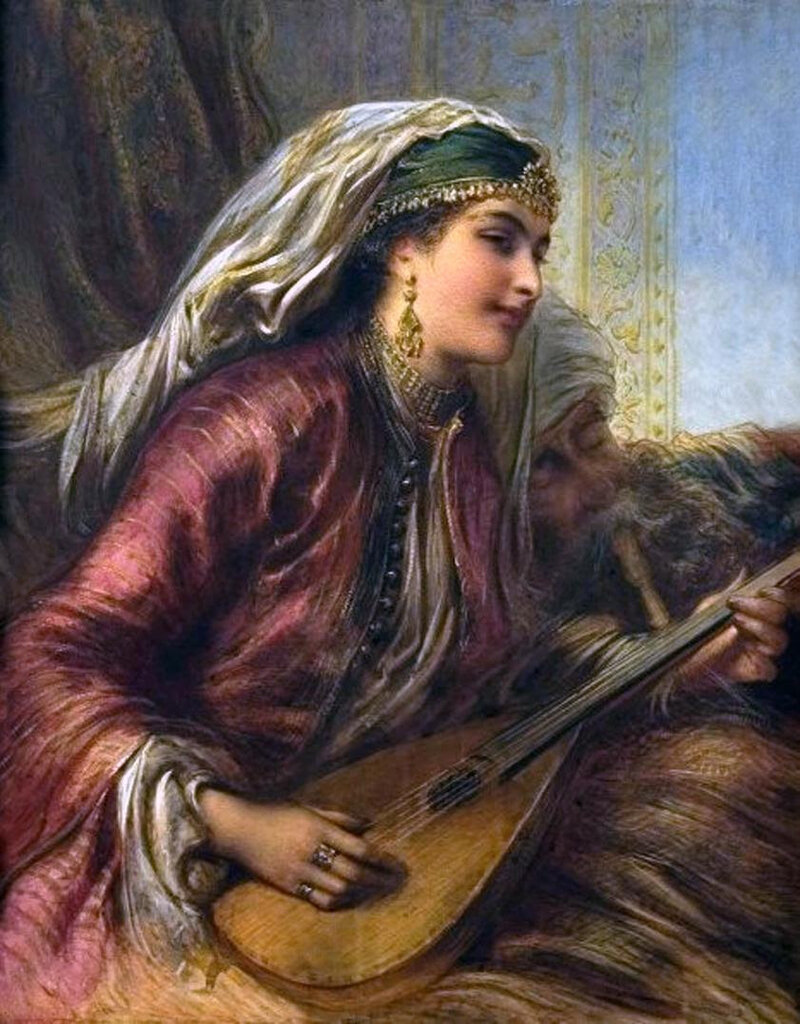 A girl playing the lute Egron Sillif Lundgren