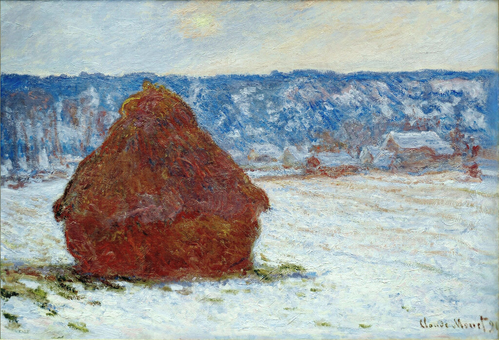 Grainstack in Overcast Weather, Snow Effect, 1891.jpg