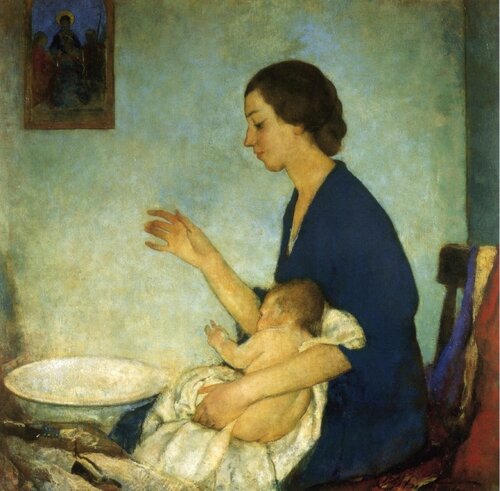 The Bath - Portrait of Emelyn Nickerson with Baby